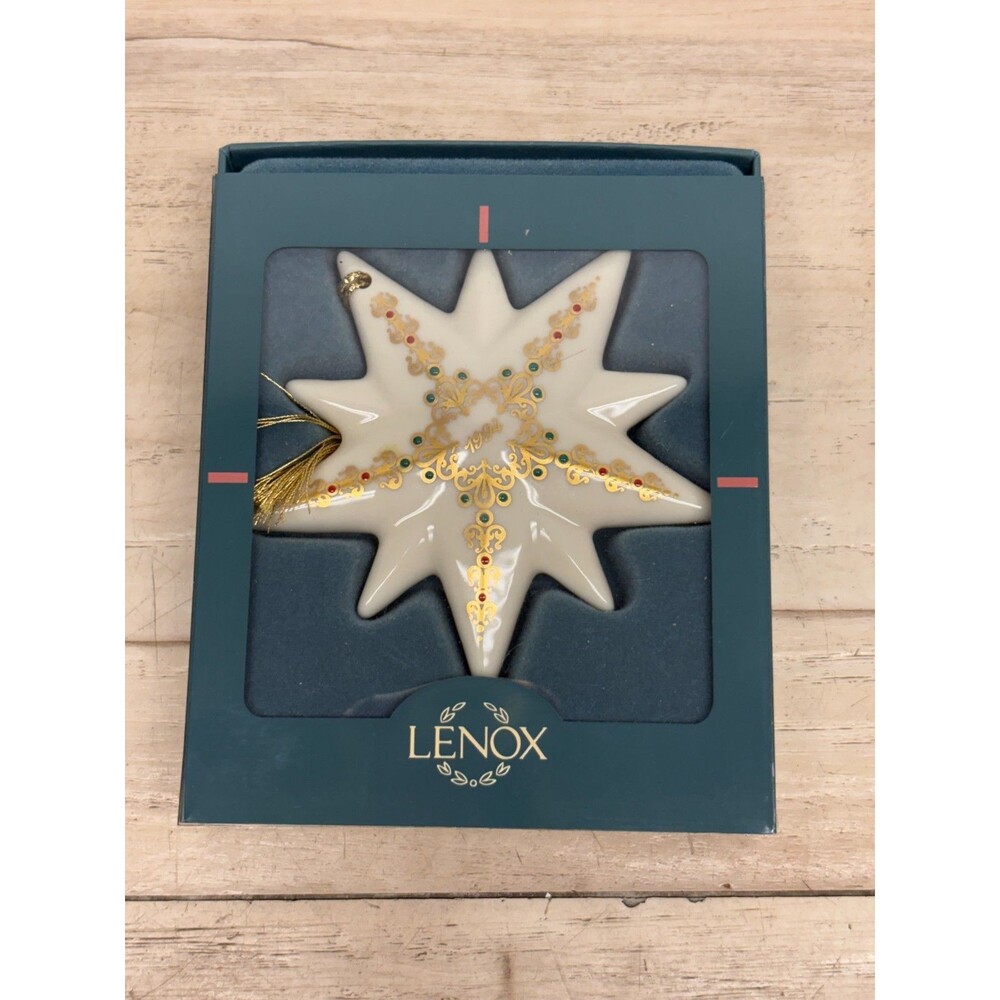 Vtg 1994 Lenox Porcelain  Star Annual Christmas Ornament With  Decorated Gold